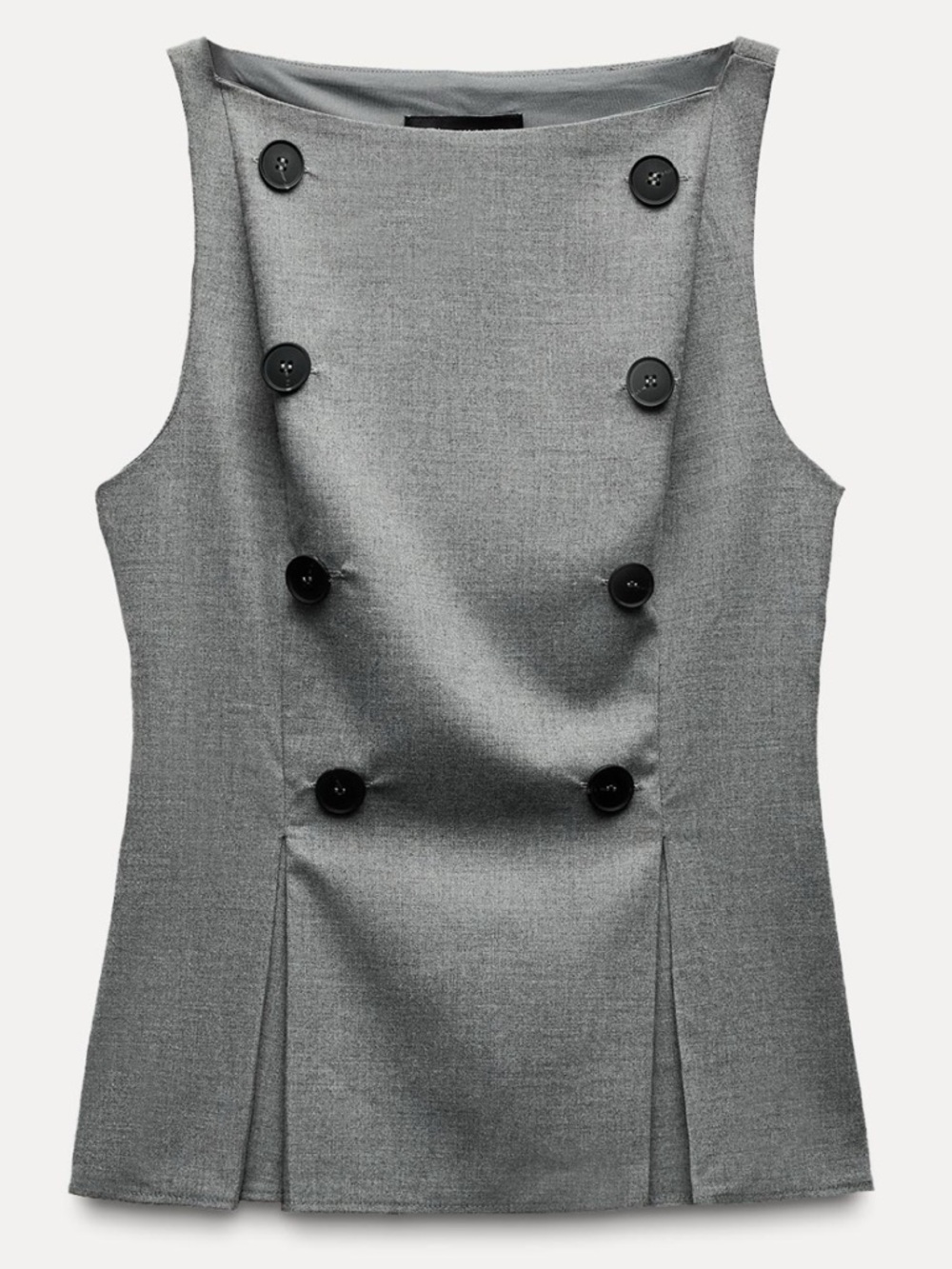 Zara Gray Double-Breasted Sleeveless Top Size XL